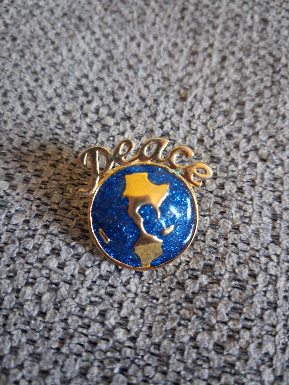 Avon Peace Globe Brooch - Blue and Gold